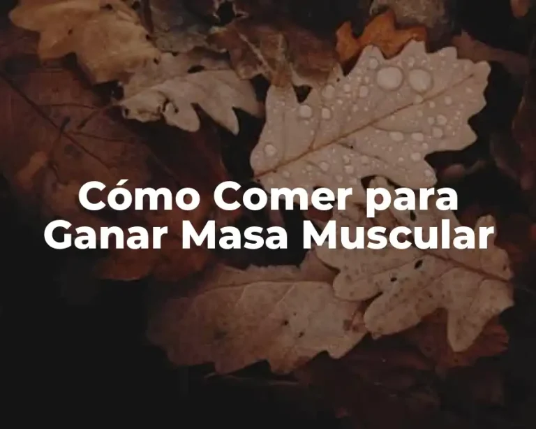 Cómo Comer para Ganar Masa Muscular