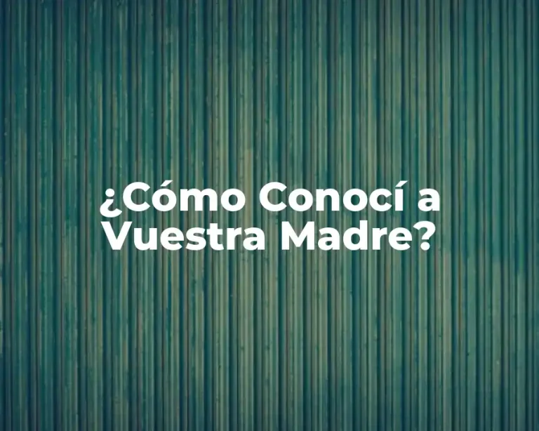 ¿Cómo Conocí a Vuestra Madre?