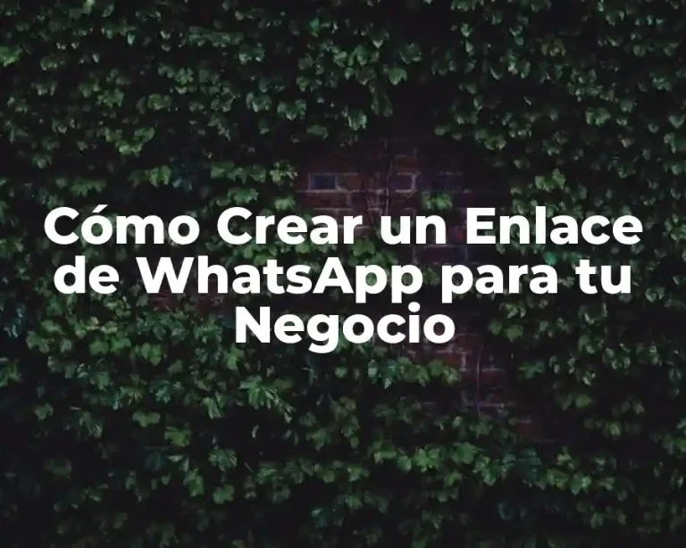 Cómo Crear un Enlace de WhatsApp para tu Negocio