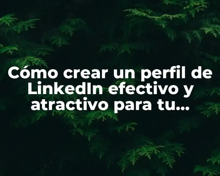 Cómo crear un perfil de LinkedIn efectivo y atractivo para tu carrera profesional