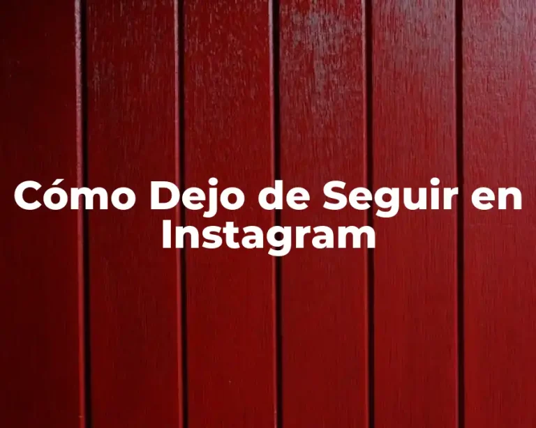 Cómo Dejo de Seguir en Instagram