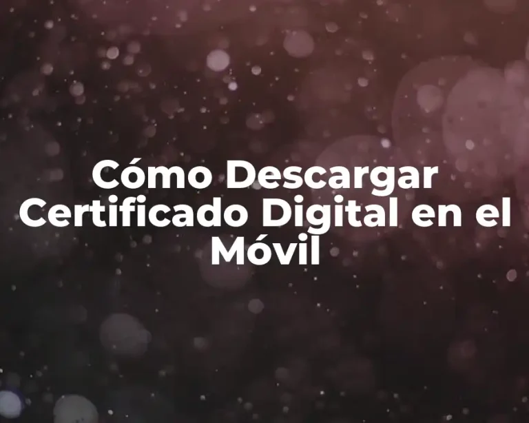Cómo Descargar Certificado Digital en el Móvil