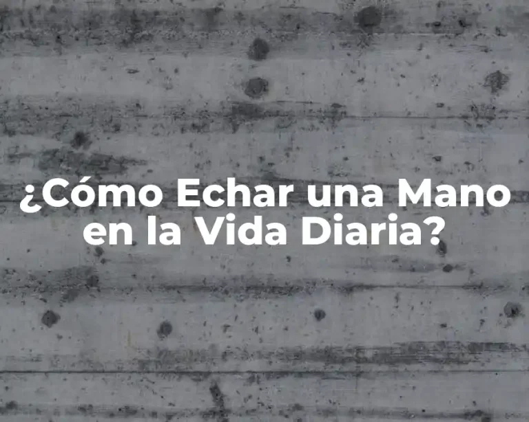 ¿Cómo Echar una Mano en la Vida Diaria?