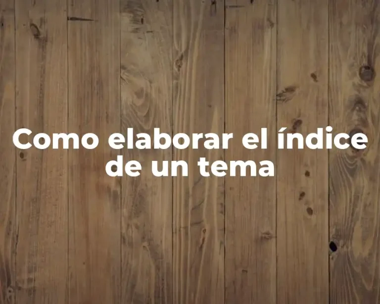Como elaborar el índice de un tema