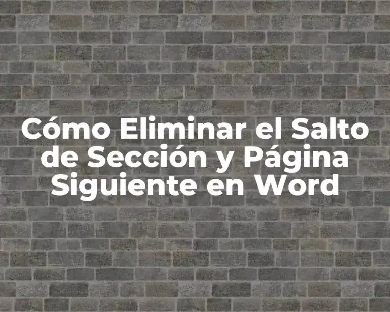 Cómo Eliminar el Salto de Sección y Página Siguiente en Word