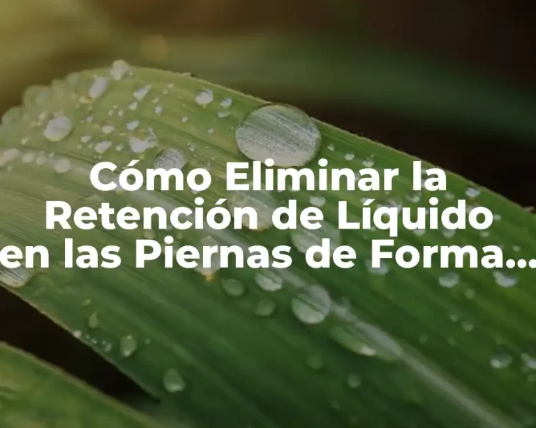 Cómo Eliminar la Retención de Líquido en las Piernas de Forma Natural y Efectiva