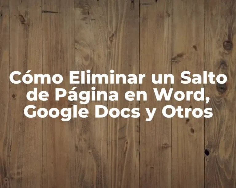 Cómo Eliminar un Salto de Página en Word, Google Docs y Otros