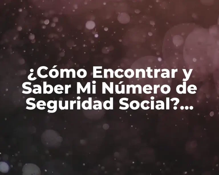 ¿Cómo Encontrar y Saber Mi Número de Seguridad Social? (Exacta)