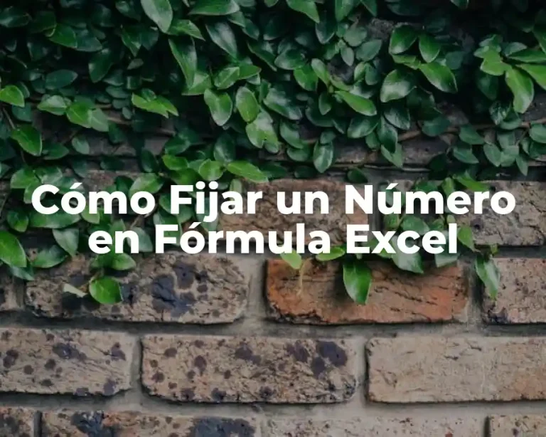 Cómo Fijar un Número en Fórmula Excel