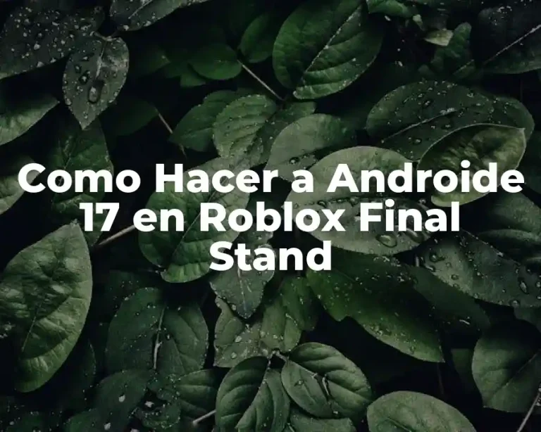 Como Hacer a Androide 17 en Roblox Final Stand