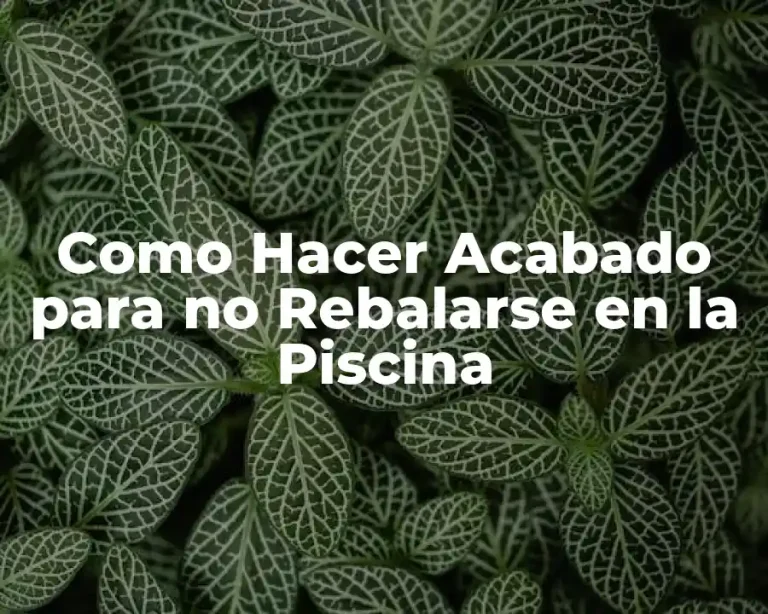 Como Hacer Acabado para no Rebalarse en la Piscina