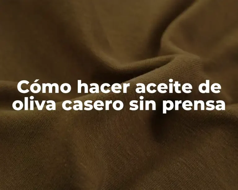 Cómo hacer aceite de oliva casero sin prensa