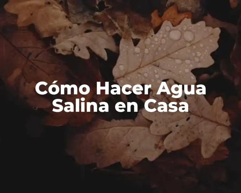 Cómo Hacer Agua Salina en Casa
