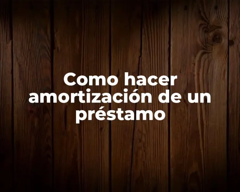 Como hacer amortización de un préstamo