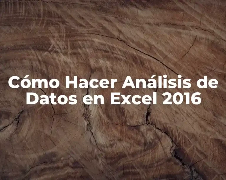 Cómo Hacer Análisis de Datos en Excel 2016