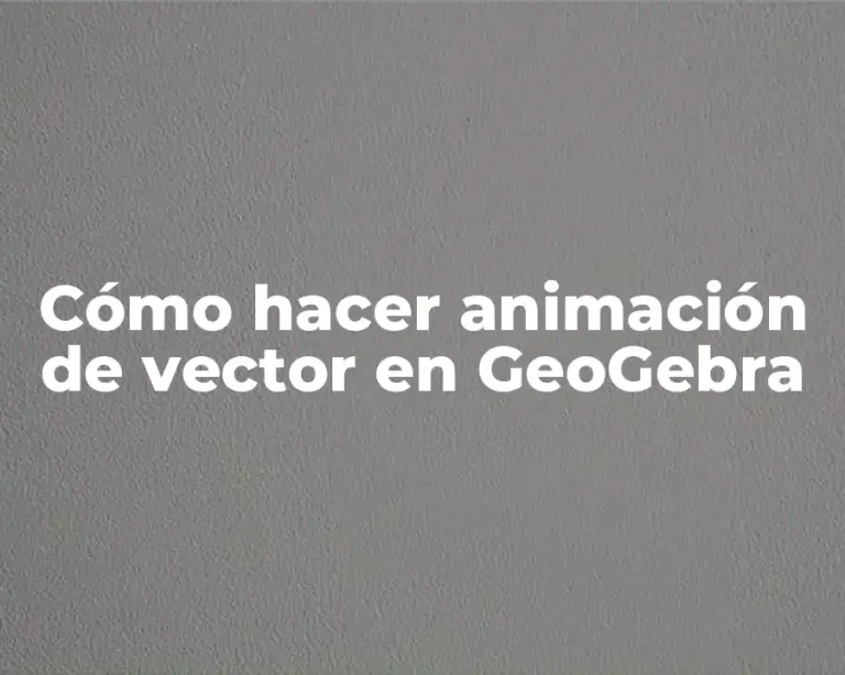 Cómo hacer animación de vector en GeoGebra