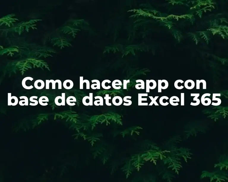 Como hacer app con base de datos Excel 365