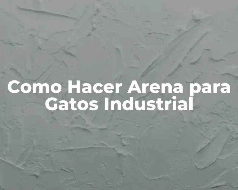 Como Hacer Arena para Gatos Industrial