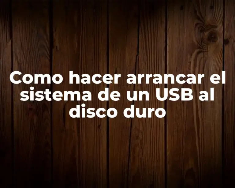 Como hacer arrancar el sistema de un USB al disco duro