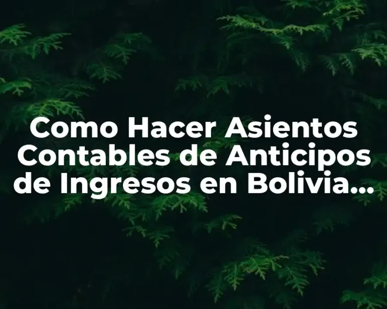 Como Hacer Asientos Contables de Anticipos de Ingresos en Bolivia Impuestos