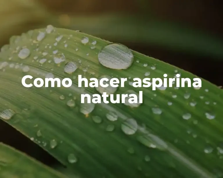 Como hacer aspirina natural