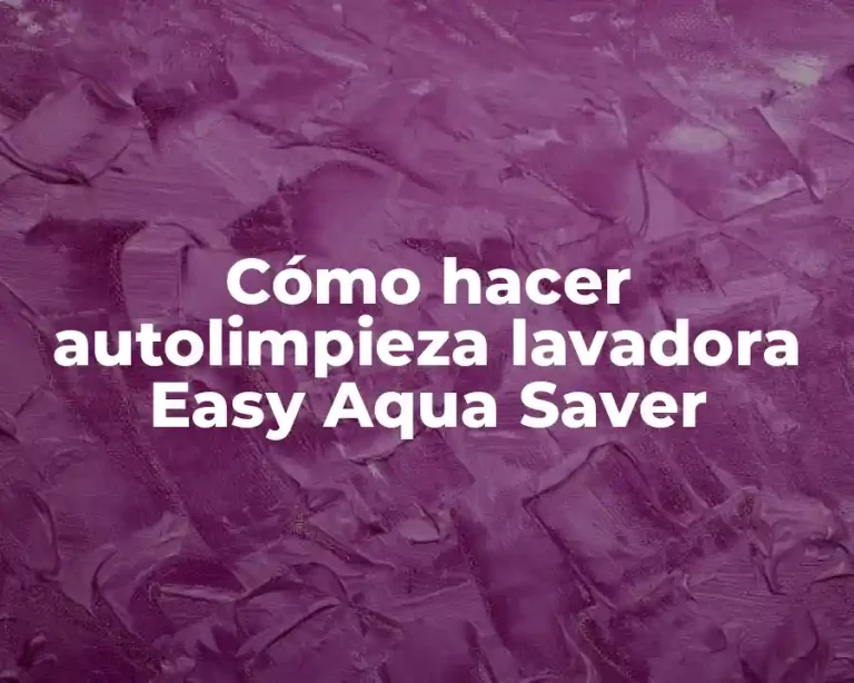 Cómo hacer autolimpieza lavadora Easy Aqua Saver