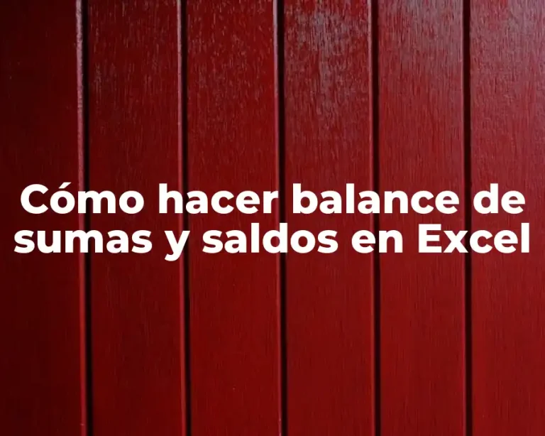 Cómo hacer balance de sumas y saldos en Excel