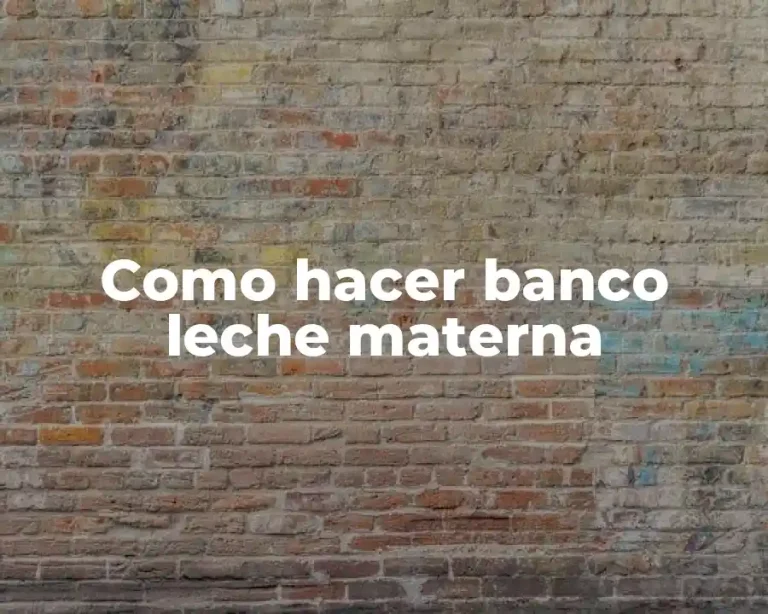 Como hacer banco leche materna