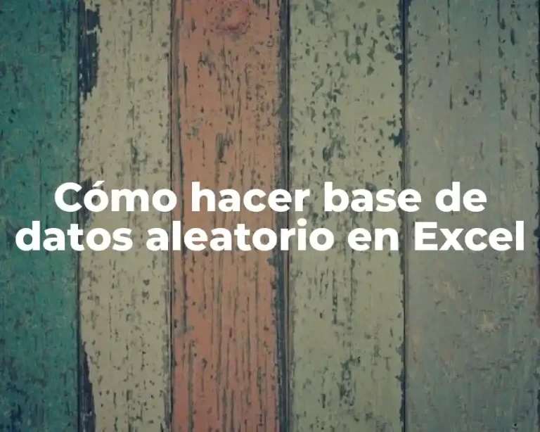 Cómo hacer base de datos aleatorio en Excel