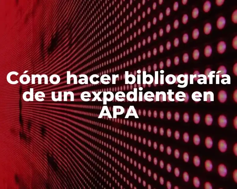 Cómo hacer bibliografía de un expediente en APA
