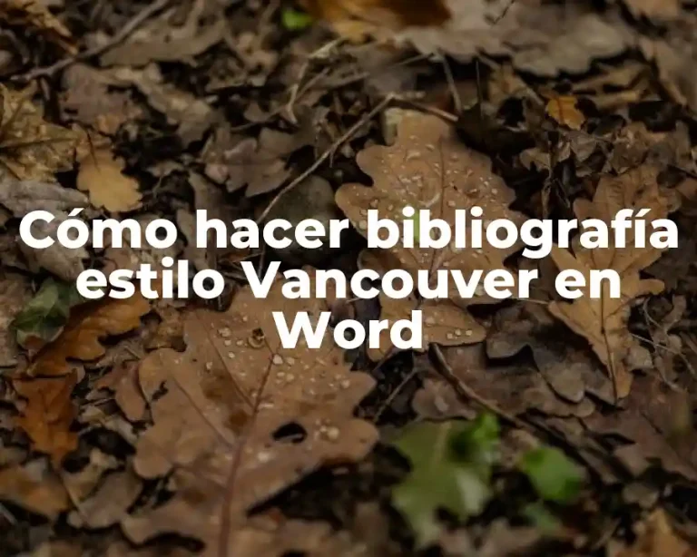 Cómo hacer bibliografía estilo Vancouver en Word