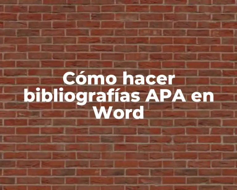 Cómo hacer bibliografías APA en Word