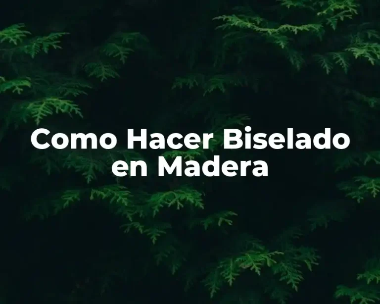 Como Hacer Biselado en Madera