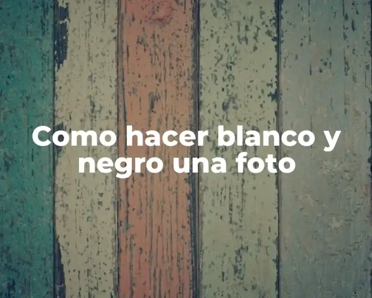 Como hacer blanco y negro una foto