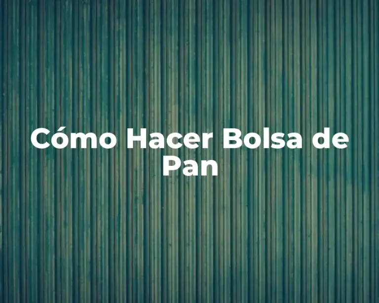 Cómo Hacer Bolsa de Pan