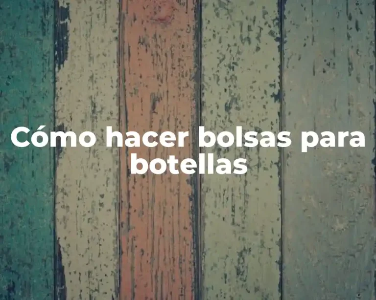 Cómo hacer bolsas para botellas