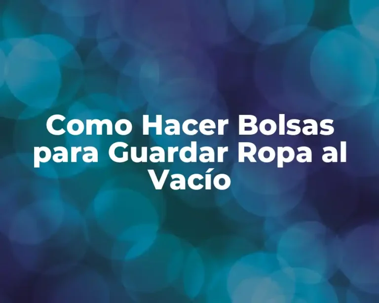 Como Hacer Bolsas para Guardar Ropa al Vacío