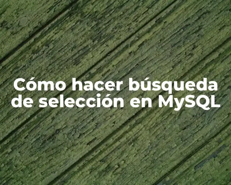 Cómo hacer búsqueda de selección en MySQL