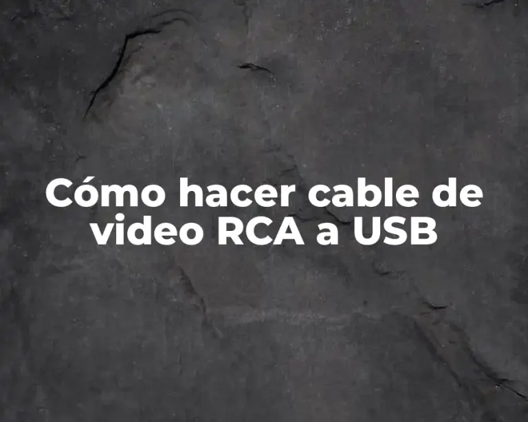 Cómo hacer cable de video RCA a USB