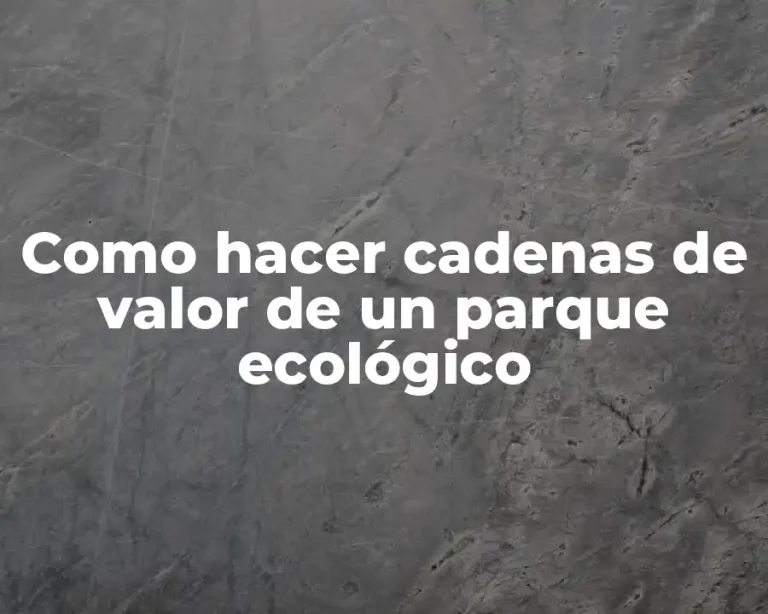 Como hacer cadenas de valor de un parque ecológico