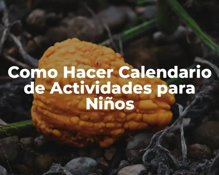 Como Hacer Calendario de Actividades para Niños