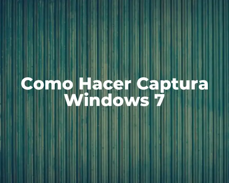 Como Hacer Captura Windows 7