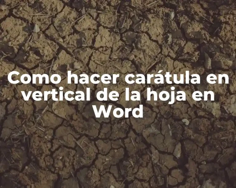 Como hacer carátula en vertical de la hoja en Word