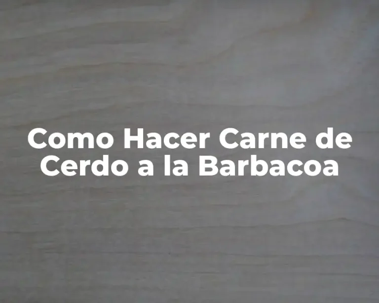 Como Hacer Carne de Cerdo a la Barbacoa