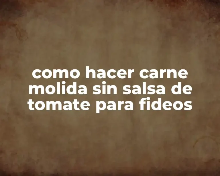 como hacer carne molida sin salsa de tomate para fideos