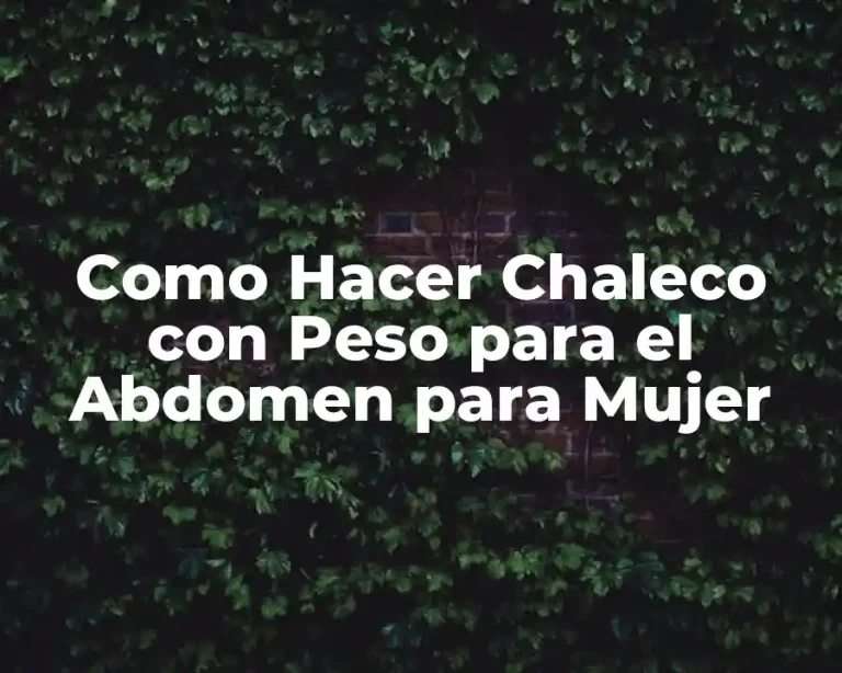 Como Hacer Chaleco con Peso para el Abdomen para Mujer