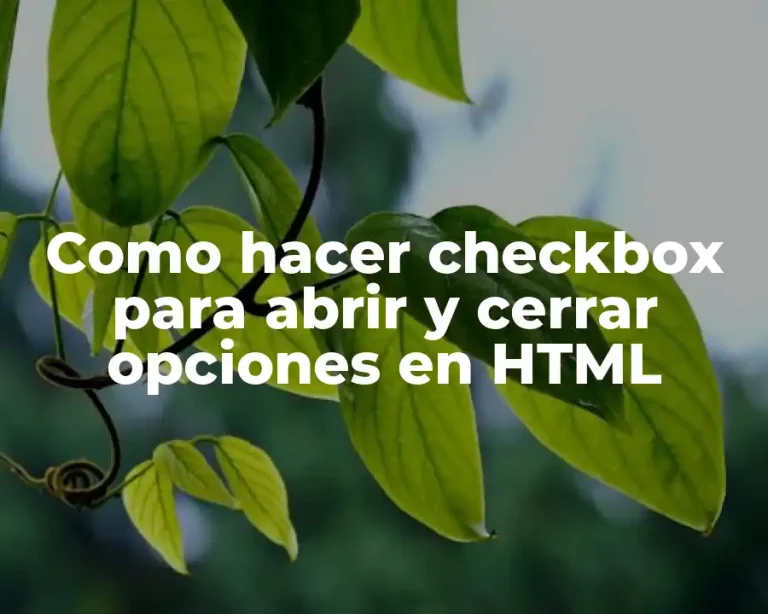 Como hacer checkbox para abrir y cerrar opciones en HTML