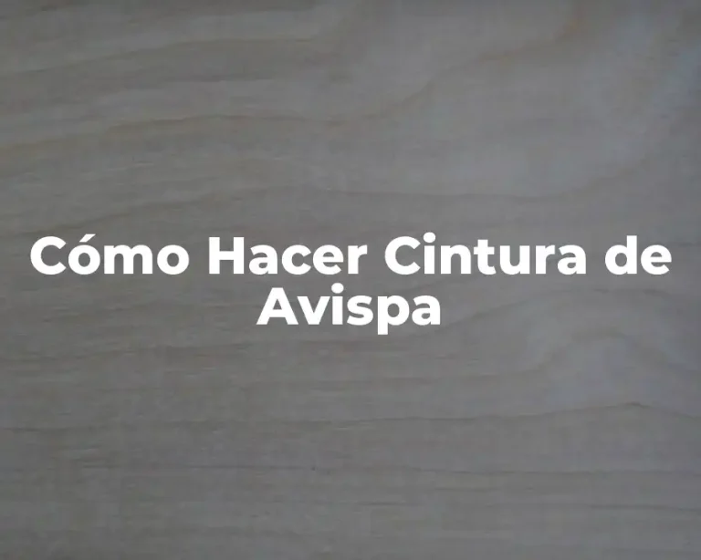 Cómo Hacer Cintura de Avispa