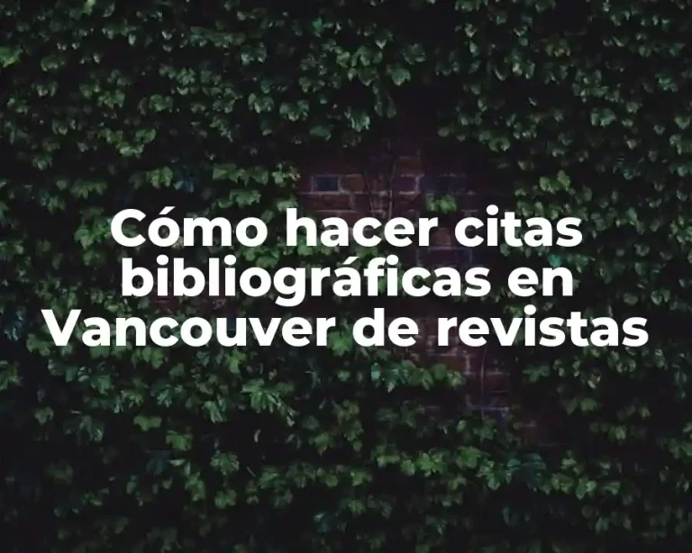 Cómo hacer citas bibliográficas en Vancouver de revistas