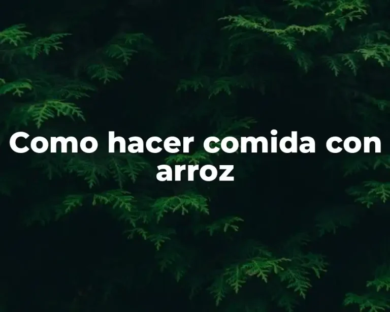Como hacer comida con arroz